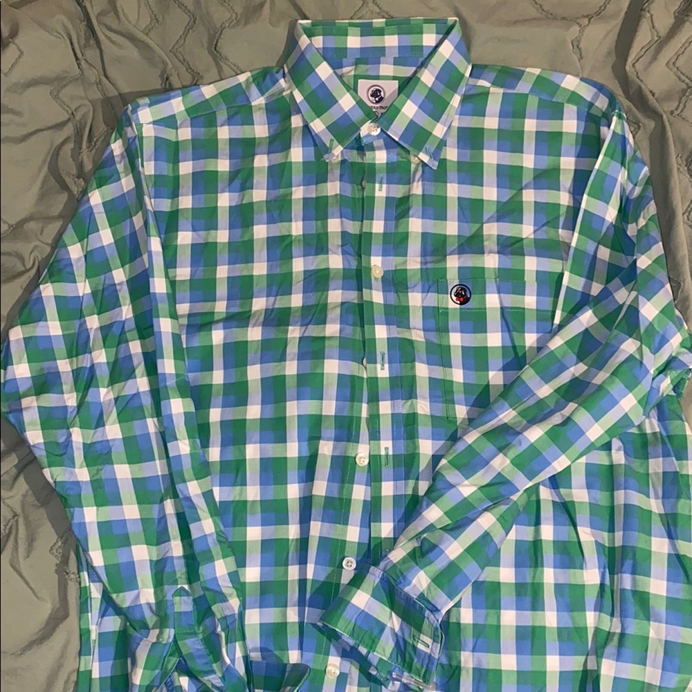 Green and Blue Checkered Men's Shirt